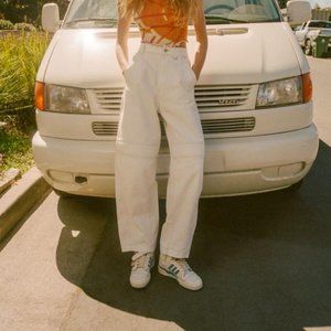 Urban Outfitters BDG Extreme Construction Baggy Jeans - Ivory Denim